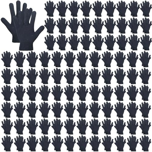 Twistover 150 Pairs Winter Gloves Bulk Knit Stretch Gloves Adult for Women Men Cold Weather Gloves Unisex(Navy Blue)