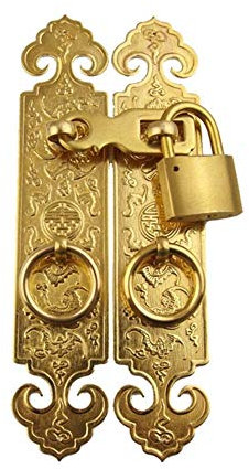 Vintage Cabinet Knobs, Brass Cupboard Handles，Hardware Cupboard KnobsDoor Handle Pure Copper Straight Old Door Handle Antique Lock Handle Simple Installation (Color : Brass, Size : 24CM) (Color : Bra