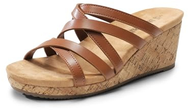 DREAM PAIRS Dressy Wedge Sandals for Women Casual Summer, Comfort Cork Strappy Platform Slides Sandals,Size 6.5,Brown,SDPW2419W