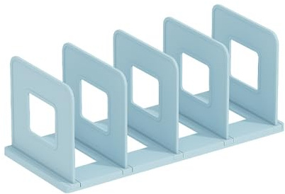 Marte Vanci Desktop File Sorter Organiser Purse Organiser Thickened Plastic Magazine Holder Bookshelf Rack Mail Divider for Office Desk Kitchen Shelf Closet 4 Slots Blue