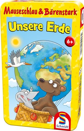 Schmidt 51453 Mauseschlau & Bärenstark, Unsere Erde, Reisespiel | Bring mich mit Spiel in der Metalldose