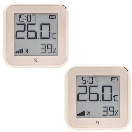 Shelly H&T Gen 3 Ivory | 2er Pack |Wi-Fi und Bluetooth Temperatur&Luftfeuchtigkeitssensor | Hausautomation | Kein Hub erforderlich | Lange Batterielebensdauer | Wandmontierbar