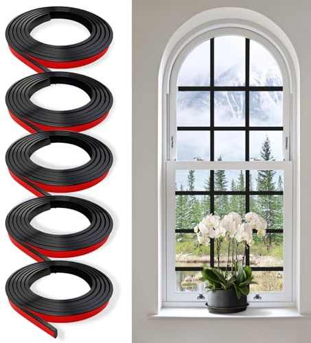5 PCS Window Grid Kit, 32.8ft Peel and Stick Window Grids, DIY Window Grille Inserts Grid Kit, Cuttable Wall Trim Molding Door Frames (Black)