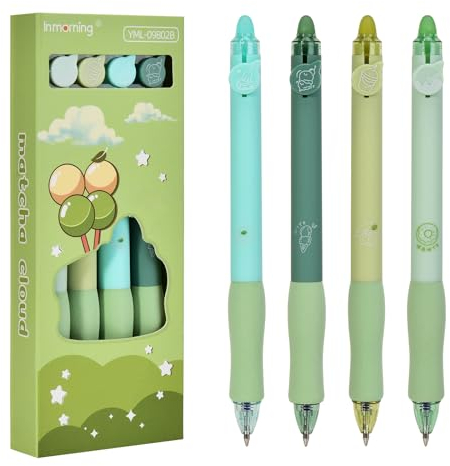Linkgood 4 Stück Radierbarer Kugelschreiber, Erasable Pen Set einziehbare Tintenroller Radierbar für Studenten Geschenk, Schul Bürobedarf (0,5mm Blau)
