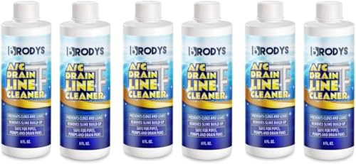 Brodys - A/C HVAC Drain Line Cleaner, 8oz Bottle, (Great to use at home, in the office, at restaurants and large commercial buildings), AC Drain Line Condensate Cleaner (6 Pack)