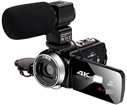 Videocamera digitale Videocamere digitali professionali 4K Blogger Live Cast Streaming Camcorder for UHD 18X Zoom Vlog Webcam Videoregistratore Cattura ogni momento vividamente(32G SD Card,With Microp
