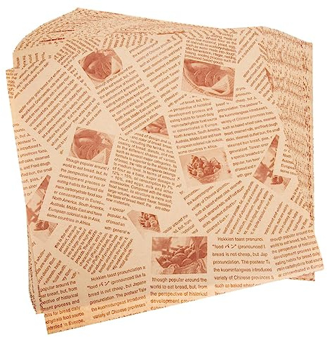 PHENOFICE Papier D'emballage Alimentaire Journal Alimentaire 22x22 Cm Papier Ciré Imperméable Résistant à La Graisse Pour Sandwich Frites Hamburger Usage Fête 100 Feuilles