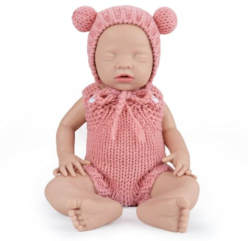 Vollence 31cm Schlafende Silikonpuppe, Realistische Reborn Baby Puppe mit vollem Körper - Mädchen