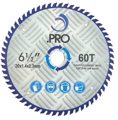 .PRO 165mm Circular Saw Blade - 60T Carbide-Tipped, 20mm Bore (16mm Reduction Ring) 2mm Kerf - Compatible With Makita, DeWalt, Bosch, Milwaukee, Evolution - Wood, Plywood, MDF Cutting