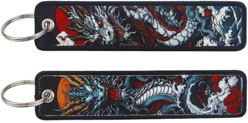Ymxygz Llaveros De Bordado De Dragón, Llaveros Japoneses, Llaveros Artísticos, Llavero Colgante para Motocicletas, Coches, Llaveros, Accesorios