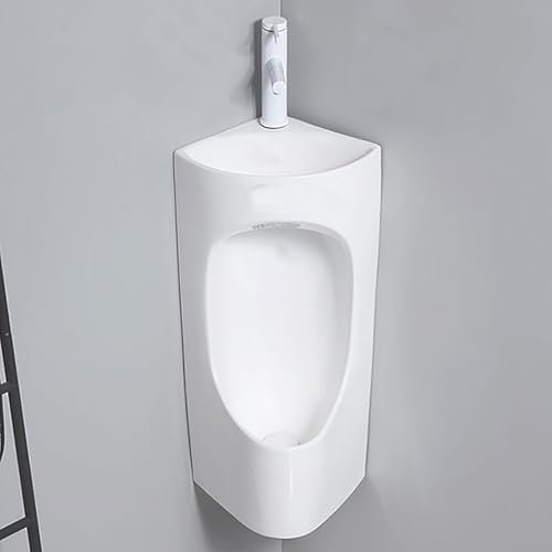 PQXQZ Wandmontiertes Urinal Eckurinale für Männer mit Waschbecken Porzellanurinal Pissoir mit Geringem Verbrauch Auslaufsicheres Urinale für Männer