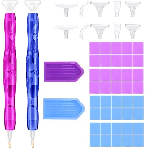 58 unidades de accesorios de pintura de diamantes, lápices de pintura de diamantes, herramientas de pintura para manualidades, pegamento de pintura de diamantes y lápices de repuesto y cuencos