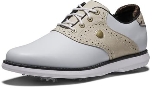 FootJoy Plataforma Traditions para Mujer, Blanco, marrón y Negro, 6 UK Wide