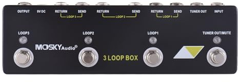 Btuty 3 Loop Box Guitar Effect Pedal with Channel Selection True Bypass Guitar Effects Loop Switcher Pedal Channel Switcher Box Aluminum 6.35mm Input Output