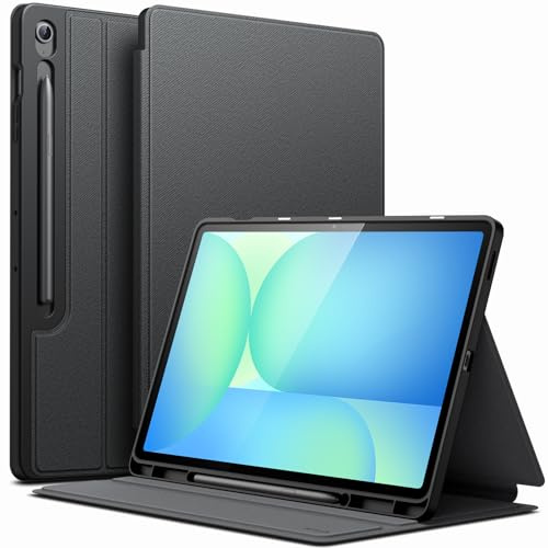 JETech Hülle für Samsung Galaxy Tab S10 FE Plus 13,1, Schwarz | Mehrwinkelständer, S Pen Halter, Schlanke Schutzhülle, Auto Schlafen/Wachen