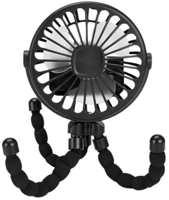 Fozriybefy Mini Ventilatore Silenzioso Portatile Ricaricabile Tramite USB Nero A 3 Velocità Regolabile con Funzione di Illuminazione per Passeggino per Seggiolino Auto