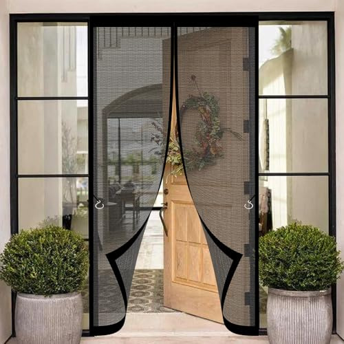 Mosquitera Magnética para Puerta 129 x 190 cm Proteger a su Familia Cortina Mosquitera Puerta Exterior Se Cierra Automáticamente para Exterior, de Balcón/Patio, Negro