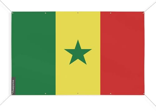 Drapeau Sénégal 10 Oeillets en Plusieurs Tailles (S) 90 x 135 cm