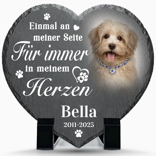 Alienc Personalisierte Gedenktafel mit Foto & Name für Hund & Katze | Liebevoller Gedenkstein für Hund & Katze – Ein Gedenkgeschenk voller Trost, Liebe und bleibender Erinnerungen