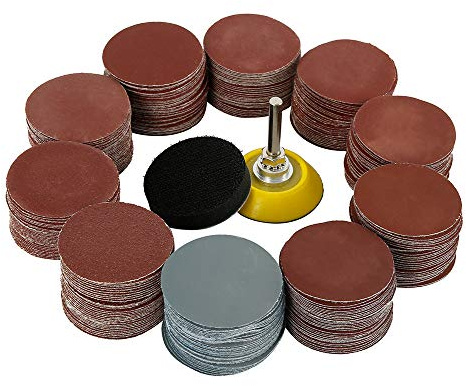 300 Pcs 2inch Sanding Discs, Hook and Loop 80/180/240/320/400/600/800/1000/2000/3000 Sanding Pads with 1/4 Shank Backing Pad & Foam Buffering Pad, Drill Sanding Attachment for Grinding Polishing Rust