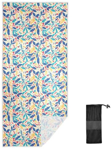 FRODOTGV Toalla de playa fina de microfibra con diseño de bayas de acebo, ligera, sin arena, de secado rápido, accesorios esenciales de playa, para mujer, para piscina, yoga, deportes