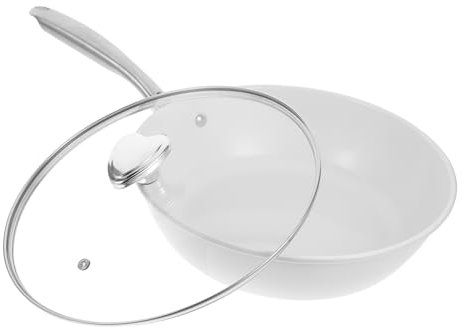 LIFKOME Wok Sartén Wok Cerámica 28 Cm Antiadherente para Estufa Eléctrica y Gas Multifunción Cocina Doméstica