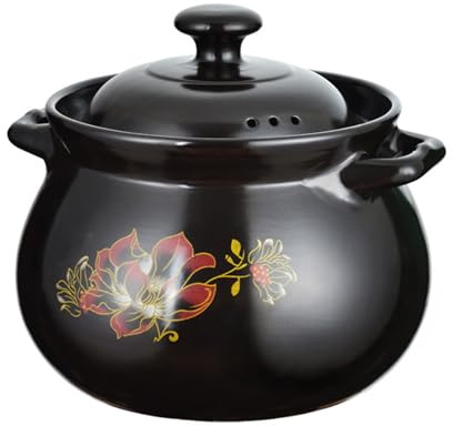 Casseruola rotonda in ceramica con coperchio, versatile casseruola in terracotta per zuppe, stufati e cottura al forno, ciotola in argilla resistente per chef domestici e pasti in famiglia