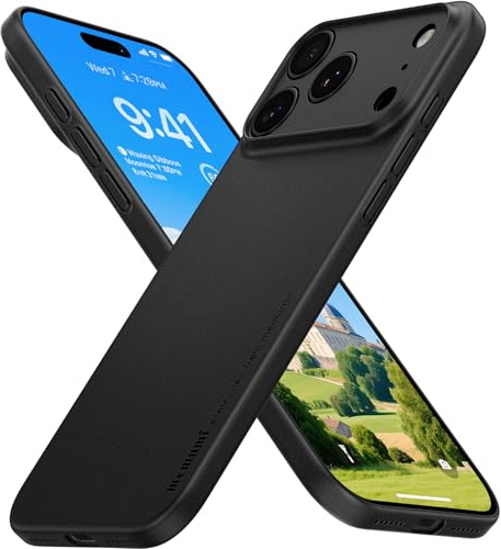 memumi Skal för iPhone 17 Pro Max, Tjocklek 0,3 mm, Slim Fit, Matt yta [Stötbeständigt, Halkskydd, Anti-rep] Skyddskåpa Extra Tunn för iPhone 17 Pro Max- Svart