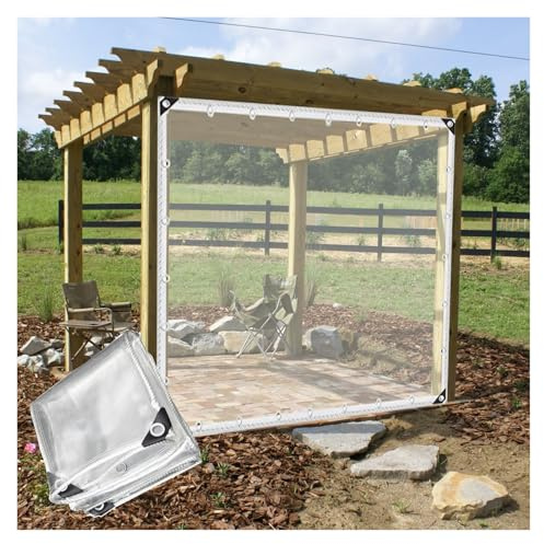 Heavy-Duty 0.35mm Reinforced Transparent PVC Tarpaulin with Eyelets - Waterproof Cover for Patios Canopies Gazebos Outdoor Protection (2x10m/6.56x32.8ft)