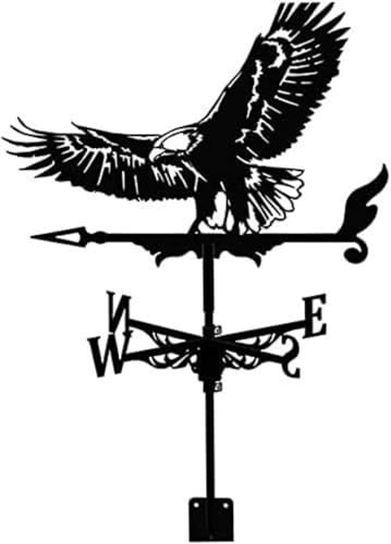 Banderuola segnavento in Metallo con Silhouette di Aquila, indicatore di direzione del Vento antiruggine Nero per Decorazione da Giardino, Recinzione, Tetto di casa colonica (Falco