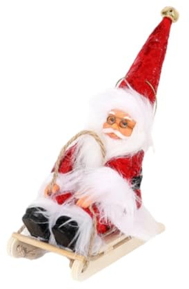 OUOULAJY Figura de esquí de Papá Noel, decoración de trineo de Papá Noel, color rojo, 6,5 x 13,5 x 19 cm