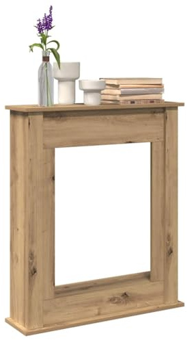 Manteau de Cheminée, Console Cadre de Cheminée Décorative chêne Artisanal 75x20x87,5 cm Bois ingénierie