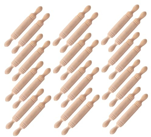 Warmhm 30pezzi Mattarello in Miniatura in Legno Naturale per Ragazzo Ragazza Utensili da Cucina per Case delle Bambole Accessori per Gioco in Legno