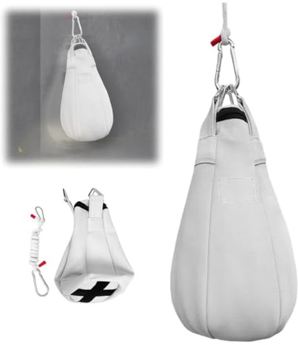 Mixtric Speedbag, BirnenföRmiger HäNgeball für Boxen, MMA und Muay Thai, TrainingsgeräT zum AufhäNgen im TüRrahmen Oder An Decke, PräZisionstraining, üBungen und üBungen für Boxer,Weiß