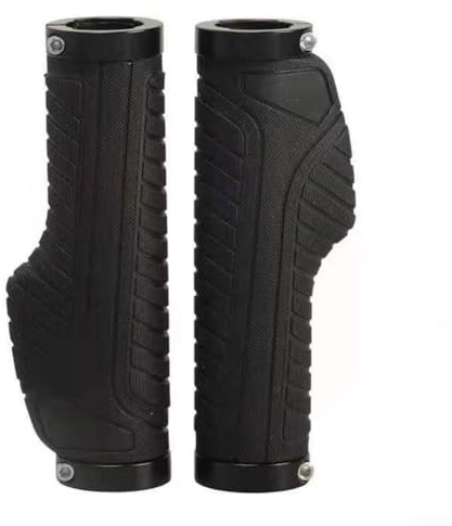 Yuanpgky Empuñaduras para bicicletas de carretera y montaña, empuñaduras de goma con anillos de bloqueo de aleación de aluminio, diseño ergonómico antideslizante, diámetro interior de 22,2 mm (negro)