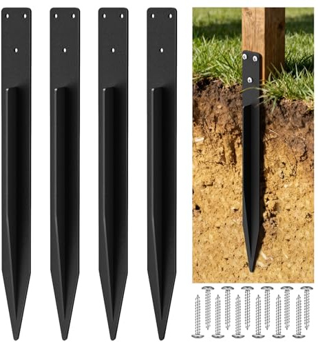KHAMAL Einschlaghülse Bodenhülse 4er-Pack – Stabil Einschlagbodenhülse Schaukeln, Gartenzäune & Markisen auf jedem Untergrund (41x4 cm)