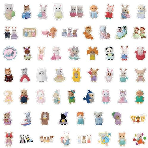 Buaak 120pcs Cartoon Rabbit Stickers,Animal Stickers | Waterproof Cartoon Pet Decals for Journal, Laptop, Water Bottle, Scrapbook