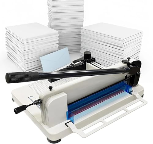 Kraftig pappersskärare, 400 ark kapacitet guillotintrimmer med metallbas och HSS-blad för att skära papper, foton, kartong, PVC och läder