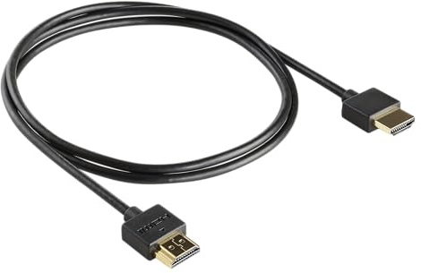 Meliconi cavo HDMI High Speed con Ethernet Channel 2m, supporta ultra-HD/ 4K, Ultra-sottile e flessibile, connettori dorati dal minimo ingombro, ideale per TV slim,Nero