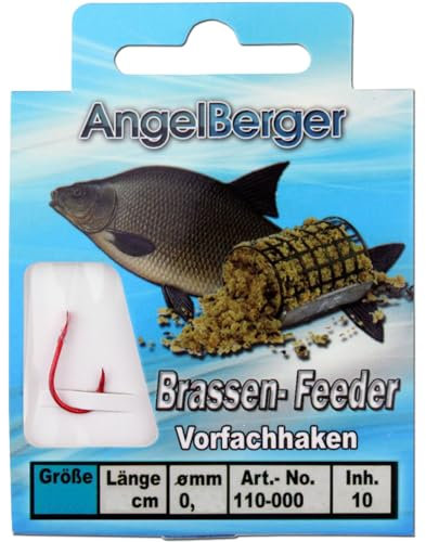Angel Berger Vorfachhaken gebundene Haken (Brassen/Feeder, Gr.10 0,18mm)