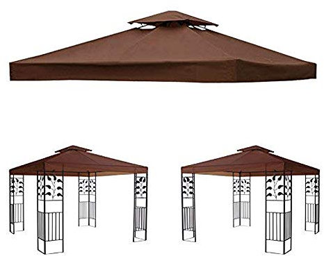 Green Bay 2-Tier Replacement Top Fabric for 3x3m Gazebo Pavilion Roof Canopy Coffee