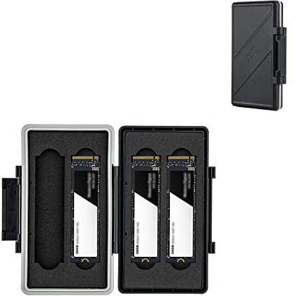JJC Speicherkarten Etui SSD Schutzbox Aufbewahrung für 4 SSD (M.2 2280 Solid State Drive), Wasserdicht Speicherkartenetui Tasche Tragetasche SSD Karten Case Box Kamera Memory Card Case
