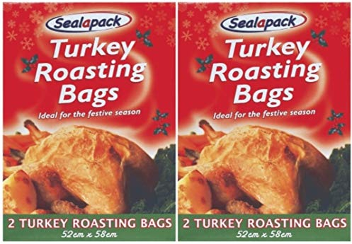 Sealapack 2 Packs Of 4 Large Turkey Roasting Bags - Clear, Disposable, Polyethylene (PE) & Polypropylene (PP) Construction, Self Seal, Leak Proof