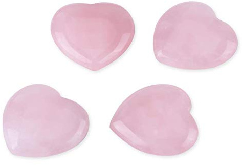 Herzförmiger Rosenquarz Handstein Liebesstein Poliert, 4 STK. | Handgeschliffene Liebessteine mit natürlichem Glanz, Rosenquarz-Edelsteine für Meditation Chakra-Ausgleich Dekoration