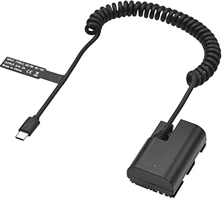 Andoer LP-E6 Dummy Akku USB-C Koppler Adapter DR-E6 Dummy Akku Koppler mit USB Typ-C Feder Stromkabel Ersatz für Canon EOS R R5 R6 90D 80D 70D 60D 60Da 5D Mark II III IV 6D Mark II 7D Mark II