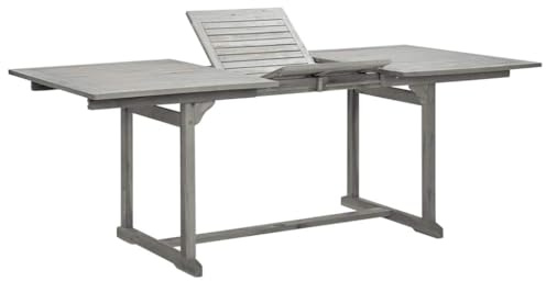 vidaXL Akazienholz Massiv Garten Esstisch mit Schirmloch Erweiterbar Terrassentisch Gartentisch Gartenmöbel Holztisch Ausziehtisch (150-200) x100x75cm