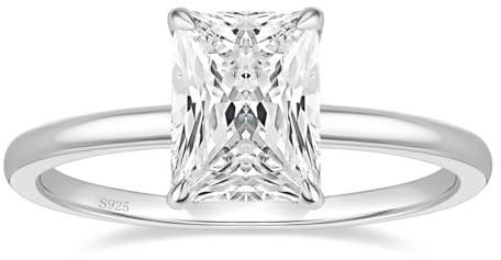 EAMTI 3CT 925 Sterling Silver Engagement Rings Radiant Cut Solitaire Cubic Zirconia CZ Wedding Promise Rings for Her Wedding Bands for Women Size 6