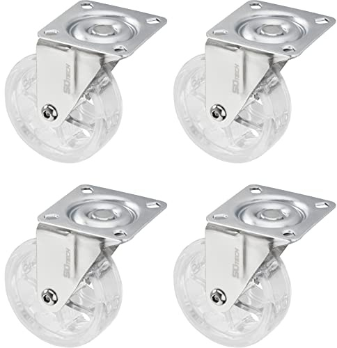 SOTECH 4 Stück Design Lenkrollen SHIFT Rollen-Ø 75 mm transparent | belastbar bis 140 kg (35 kg pro Möbelrolle), Höhe 97 mm