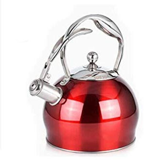 Théière sifflante en acier inoxydable Bouilloire Cuisinière Théière Poêle (Couleur : Orange) Present