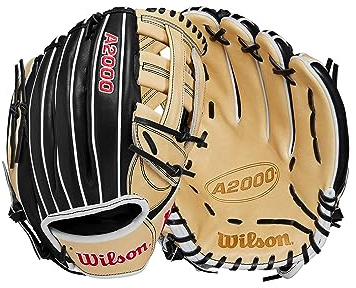 Wilson 2024 A2000 1750 Außenfeld-Baseball-Handschuh – Linkshänder, Schwarz/Blonde/Rot